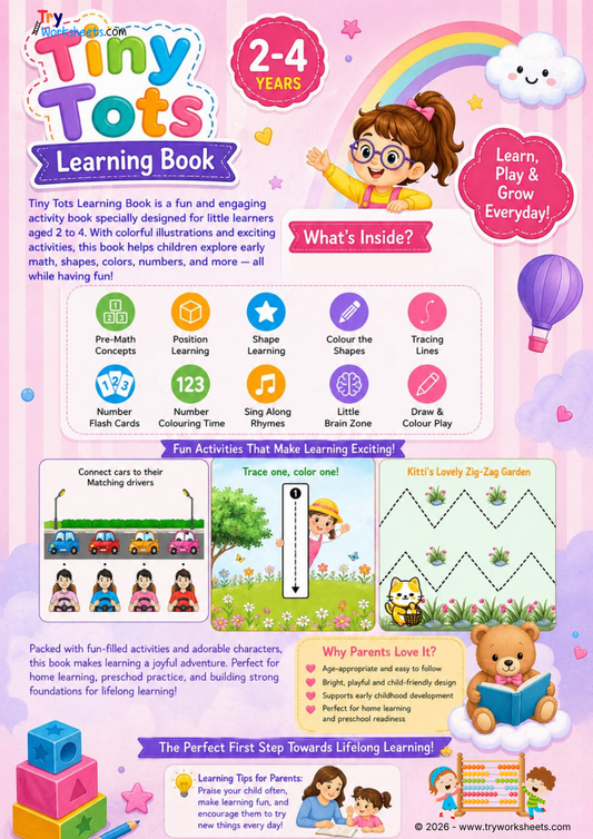 Tiny Tots Learning Book (Ages 2–4) – Fun Early Learning Activity Book - Math