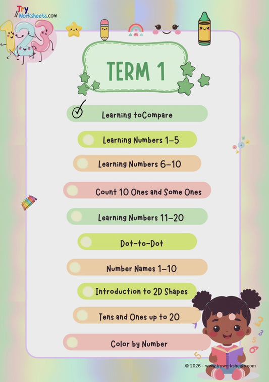 LKG Maths Term 1 Workbook (Ages 3–5) -  Numbers, Counting, Shapes & Activities | 127 Pages A4