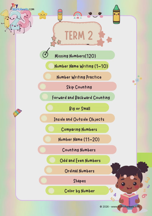 LKG Maths Term 2 Workbook (Ages 3–5) – Numbers, Counting, Shapes & Fun Activities | 89 Pages